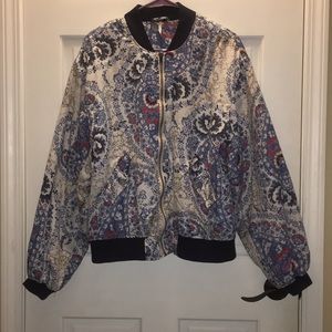 Free People Printed Quilted Bomber Jacket